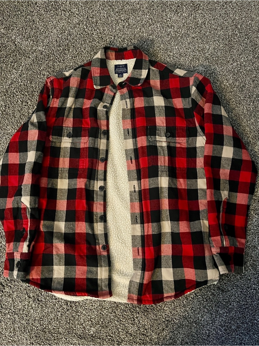 J Crew Men’s Plaid Fleece Jacket Size Medium